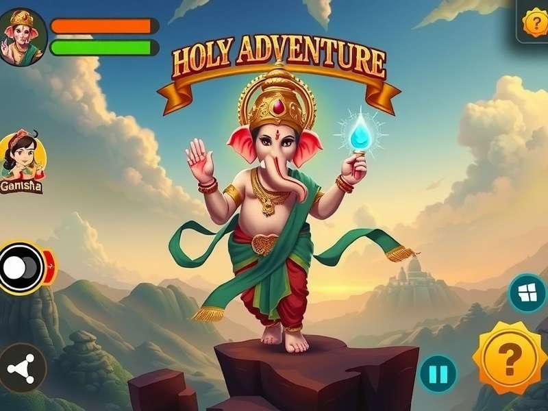 Ganesha S Holy Adventure gameplay screenshot showing mystical Indian landscapes
